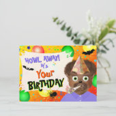 ハロウィーンワーウルフモンスター誕生日 カード (スタンド正面)