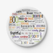 ハロウィーンワードタイポグラフィおもしろいパーティープレート ペーパープレート (正面)