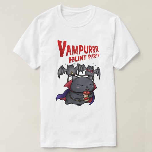 ハロウィーンヴァンパイアキャットバンパー Tシャツ (デザイン正面)