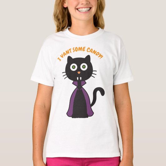 ハロウィーンヴァンパイアキャット Tシャツ (正面)