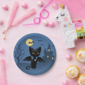 ハロウィーンヴァンパイアブラックキャットとウィング ペーパープレート (パーティー)