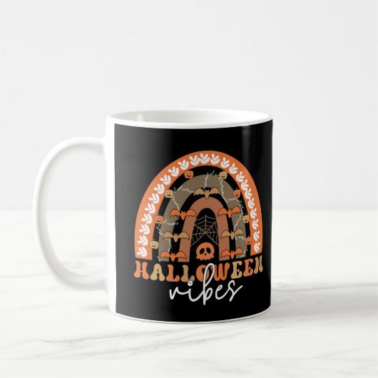 ハロウィーンヴィベスボホーレインボー不気味秋 コーヒーマグカップ (左)