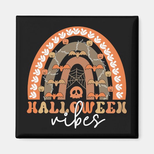 ハロウィーンヴィベスボホーレインボー不気味秋 マグネット (正面)