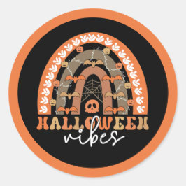 ハロウィーンヴィベスボホーレインボー不気味秋 ラウンドシール