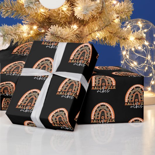ハロウィーンヴィベスボホーレインボー不気味秋 ラッピングペーパー (クリスマス)