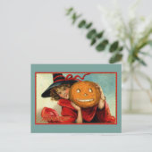 ハロウィーンヴィンテージおもしろいイラストレーション ポストカード (スタンド正面)