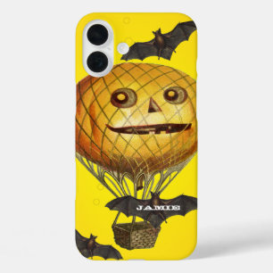 ハロウィーンヴィンテージかぼちゃバルーンマンとこうもり iPhone 16 PLUSケース