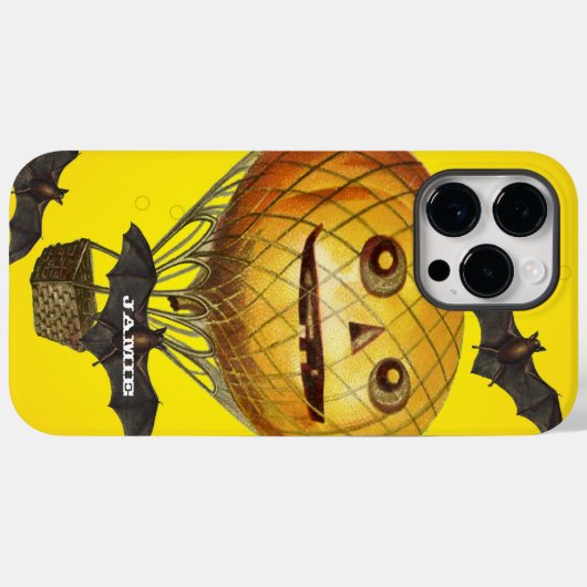 ハロウィーンヴィンテージかぼちゃバルーンマンとこうもり Case-Mate iPhoneケース (裏面 (横))