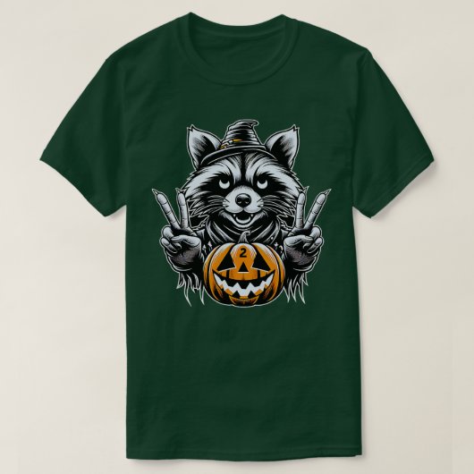 ハロウィーンヴィンテージアライグマ作成 Tシャツ (デザイン正面)