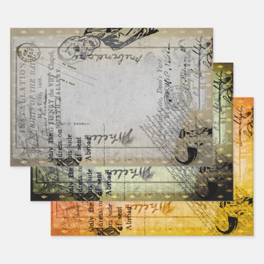 ハロウィーンヴィンテージエファメーラゾンビ怖い手紙 ラッピングペーパーシート (セット)