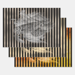 ハロウィーンヴィンテージエファメーラフクロウファミリー ラッピングペーパーシート