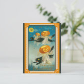 ハロウィーンヴィンテージカボチャ黒猫 ポストカード (スタンド正面)