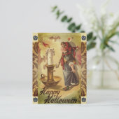 ハロウィーンヴィンテージキャンドルと衣装 ポストカード (スタンド正面)
