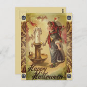 ハロウィーンヴィンテージキャンドルと衣装 ポストカード (正面/裏面)