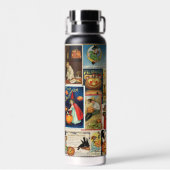 ハロウィーンヴィンテージグリーティングカードコラージュ大好き ウォーターボトル (背面)