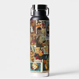 ハロウィーンヴィンテージグリーティングカードコラージュ大好き ウォーターボトル