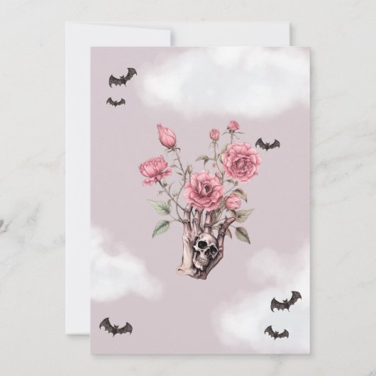 ハロウィーンヴィンテージゴシックハウスピンク 招待状 (裏面)