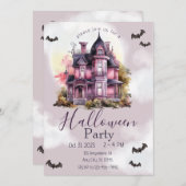 ハロウィーンヴィンテージゴシックハウスピンク 招待状 (正面/裏面)