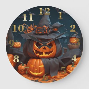 ハロウィーンヴィンテージゴシックパンプキンウォールクロック ラージ壁時計