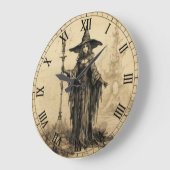 ハロウィーンヴィンテージゴシック魔女の壁時計 ラージ壁時計 (傾斜)