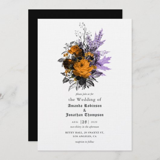 ハロウィーンヴィンテージシャビーフローラ結婚式招待状 招待状 (正面/裏面)