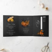 ハロウィーンヴィンテージシャビー結婚フローラの三倍I 三つ折り招待状 (内部)