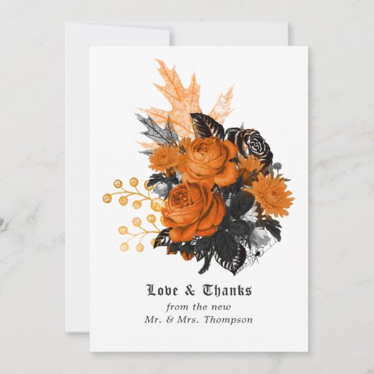 ハロウィーンヴィンテージシャビー結婚フローラ サンキューカード (正面)