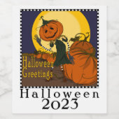 ハロウィーンヴィンテージジャックランタンワインラベル ワインラベル (シングルラベル)