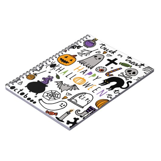 ハロウィーンヴィンテージセット。かわいいハロウィーンアイコン集める ノートブック (左側)