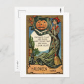 ハロウィーンヴィンテージダーク日魔女 ポストカード (正面/裏面)