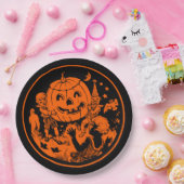ハロウィーンヴィンテージデザイン ペーパープレート (パーティー)