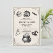 ハロウィーンヴィンテージパンプキンウィッチパーティの招待状 招待状 (スタンド正面)