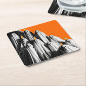 ハロウィーンヴィンテージパーティー幽霊 スクエアペーパーコースター (アングル)