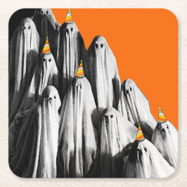 ハロウィーンヴィンテージパーティー幽霊 スクエアペーパーコースター