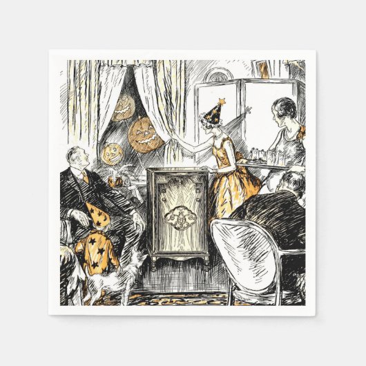 ハロウィーンヴィンテージフラッパー紙ナプキン スタンダードカクテルナプキン (正面)