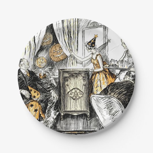 ハロウィーンヴィンテージフラッパー紙プレート ペーパープレート (正面)