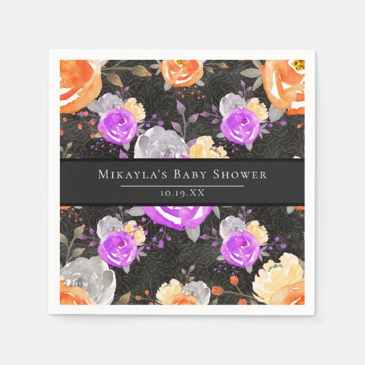 ハロウィーンヴィンテージフローラベビーシャワー スタンダードカクテルナプキン (正面)