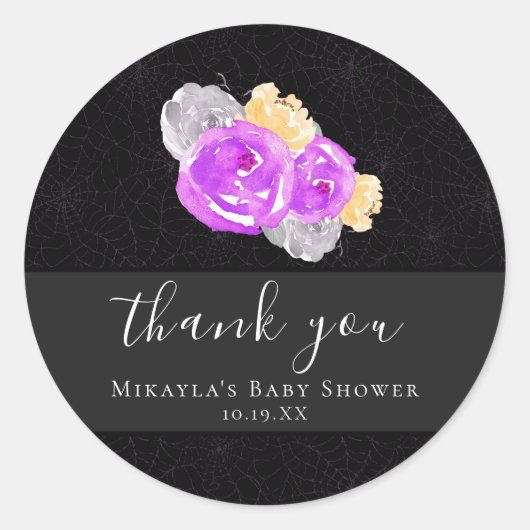 ハロウィーンヴィンテージフローラベビーシャワー ラウンドシール (正面)