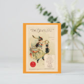 ハロウィーンヴィンテージブラック猫ビクトリアン雑誌 ポストカード (スタンド正面)