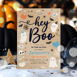 ハロウィーンヴィンテージブルー幽霊誕生日スポオクタキュラー 招待状