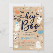 ハロウィーンヴィンテージブルー幽霊誕生日スポオクタキュラー 招待状 (正面)