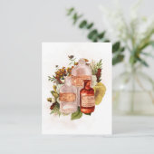 ハロウィーンヴィンテージボトル秋の花 ポストカード (スタンド正面)