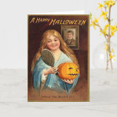 ハロウィーンヴィンテージレディ付鏡 カード (黄色い花)