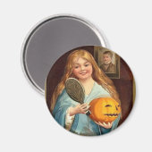 ハロウィーンヴィンテージレディ(鏡付き) マグネット (正面/裏面)