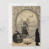 ハロウィーンヴィンテージレトロヴァンパイア魔女 招待状 (裏面)