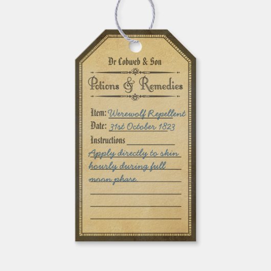 ハロウィーンヴィンテージ人狼の撃退ポーションラベル ギフトタグ (正面)