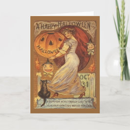 ハロウィーンヴィンテージ女性とジャック・オランタン カード