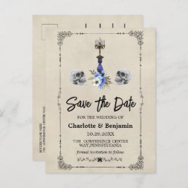 ハロウィーンヴィンテージ結婚式の日付を保存 案内ポストカード