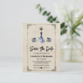 ハロウィーンヴィンテージ結婚式の日付を保存 案内ポストカード (スタンド正面)