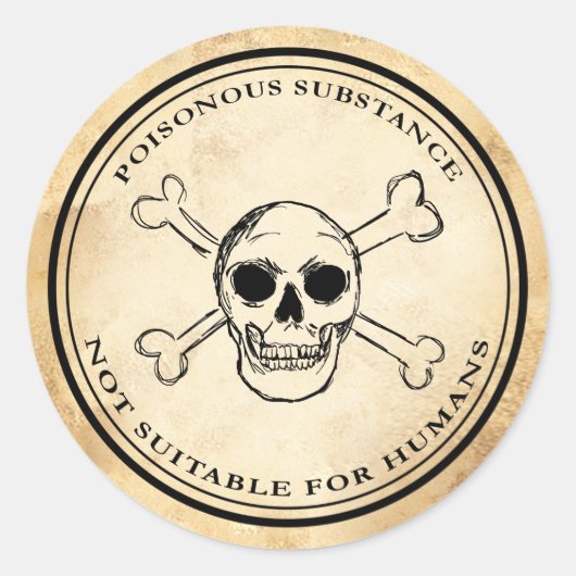 ハロウィーンヴィンテージ薬用毒スカルラベル ラウンドシール (正面)